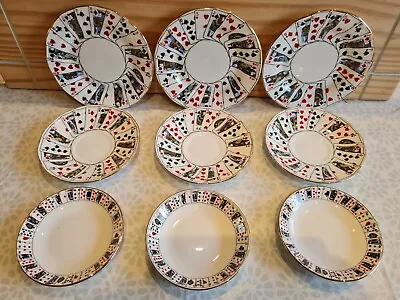 Buy Queens CUT FOR COFFEE 9 Plates STAFFORDSHIRE BONE CHINA Vintage  • 45.75£
