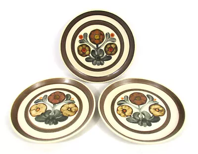 Buy Denby Langley Mayflower Trio Of Bread Plates Floral Theme Brown Rings Retro • 10£