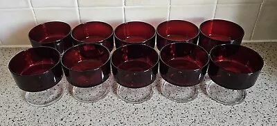 Buy 10x French Luminarc Vintage Ruby Red Glass Desert Bowl / Dish Great Condition. • 25£