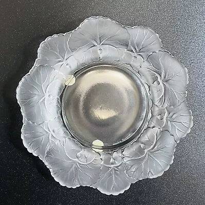 Buy Lalique France Hornfleur Frosted Leaves Deep Saucer Crystal Dish Signed VTG EUC • 61.56£
