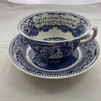 Buy Staffordshire Ye Olde Historical Blue Pottery Cup  Bowl & Saucer Plate • 28.77£