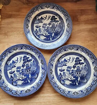 Buy Churchill Blue Willow China 10  Dinner Plates Set Of 3 Made In England • 28.90£