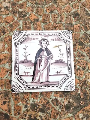 Buy 18thC Antique Possibly Delft Tile, Featuring A Saint Maybe. AF  • 14.99£