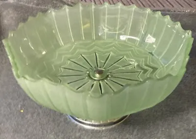 Buy Art Deco Frosted Green Glass Compote / Bonbon Dish Vintage Vgc • 4.99£
