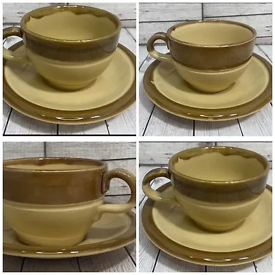 Buy Vintage Granville T G Green Tea Coffee Cup & Saucer Brown Cornishware Set Of 4 • 15.99£