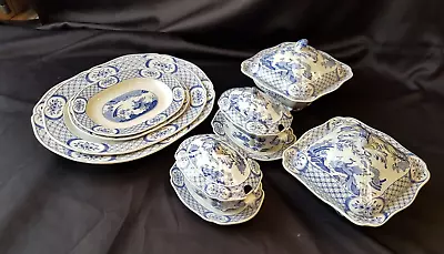 Buy Set 8 Old Chelsea Furnivals Serving Plates + Dishes Blue/White China. COLLECTION • 50£
