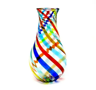 Buy Signed By Master Ballarin Murano Glass Art Glass Filigrana Freeform Bottle Vase • 7.99£