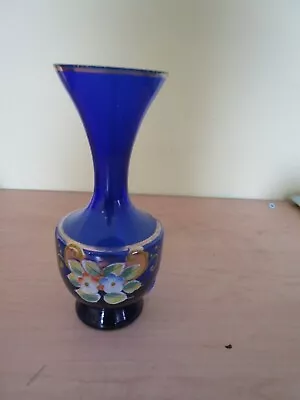 Buy Cobalt Blue Glass Vase With A Floral Design • 4£