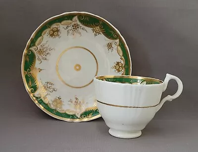 Buy Staffordshire Chameleon Group Green Yellow & Gold Cup & Saucer C1830-35 • 20£