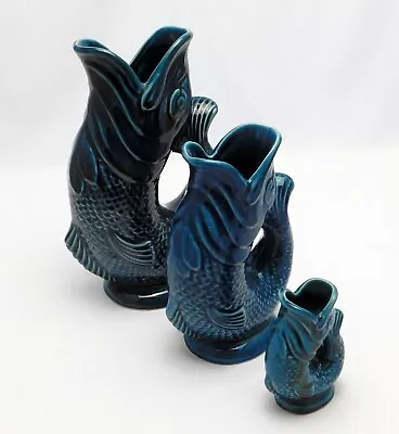 Buy Dartmouth Devon Gurgle Fish Jugs - Blue Glaze • 75£