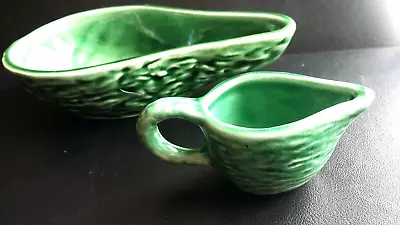 Buy Vintage Green Pottery Toni Raymond  Avocado Pear Dish And Jug  • 7.99£