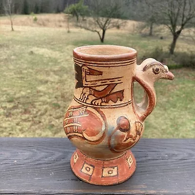 Buy Vintage Terra Cotta Clay Duck Abstract Art Vase With Handle Unsigned Mexican? • 14.74£