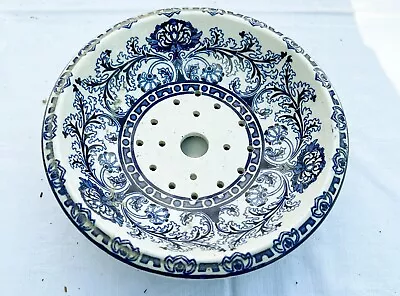 Buy Vintage Booths Pottery Drainer Blue  White Delhi Pattern Veg Serving Dish Bowl • 29.99£