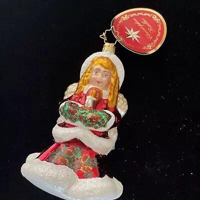 Buy Large Christopher Radko ON THE WINGS OF CHRISTMAS Ornament 5.5  Red Santa Angel • 52.18£