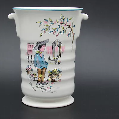 Buy Crown Ducal Ware Vase, Petite Pierre, White W/ Blue, Pink & Yellow, Fuit Baskets • 12.28£