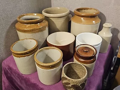 Buy Huge Bundle Of Stoneware Pots And Jars - 10 Items - Large & Small • 9.99£