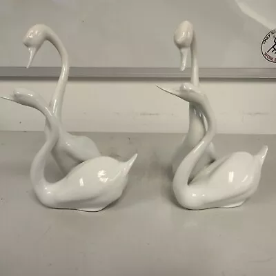 Buy Vintage Herend Porcelain White Swan Figurines, 7.75 Inches For Both Sets • 183.37£