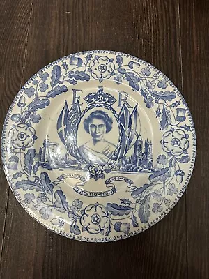 Buy Rare Burleigh Ware - Burgess & Leigh - Queen Elizabeth II Coronation Plate 1953 • 20£