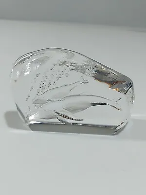 Buy Vintage Dartington Glass Crystal Whales Paperweight • 15£