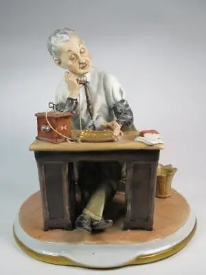 Buy RARE CAPODIMONTE PORCELAIN Figurine Man At Desk On Telephone SIGNED Tyche Bruno • 79£