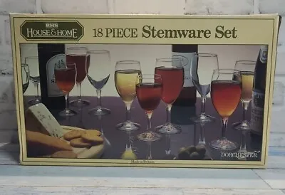 Buy Vintage BHS 18 Piece Dorchester Glasses Stemware Set Sherry Wine Goblets Vintage • 20£
