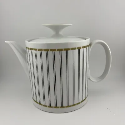 Buy Vintage 60s Thomas Germany Medallion White Striped 1.75pt Teapot & Lid Used VGC • 24.99£