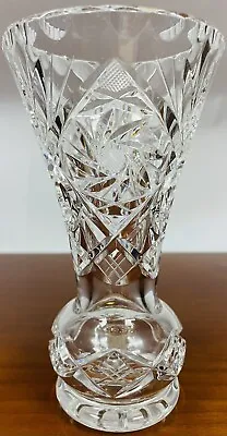 Buy Quality Little Thistle Shaped Crystal Pinwheel Cut Glass Saw Tooth Rim Bud Vase • 19.99£