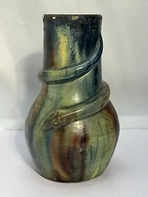 Buy Antique 1920’s Belgian Bruges Faience Pottery Serpent Vase 6” Tall Art Deco • 83.52£