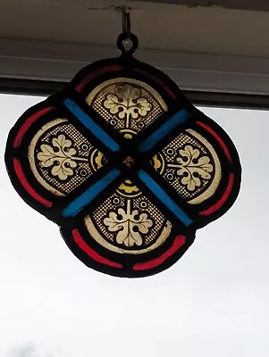 Buy Wonderful Victorian Compact Stained Glass Window Panel With Hand Painted Element • 210£