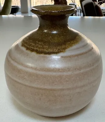 Buy Vintage 70s Earthtone Stoneware Ceramic Round Spout Vase Vessel Pottery Modern • 38.43£