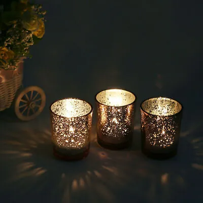 Buy 6 OR 12 PCS  Gold & Silver Speckle Votive Tea Lights Candle Holder Set L Decor • 8.99£