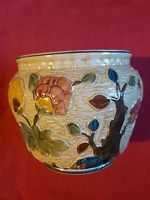 Buy Decorative Plant Pot Indian Tree  Staffordshire Pottery Hand Painted By H J Wood • 40£