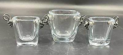 Buy 3 Strombergshyttan Einar Dragsted Swedish Glass Sterling Silver 925 Handle Vases • 718.76£