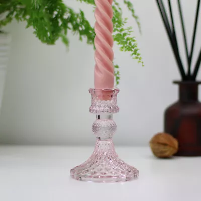 Buy Coloured Cut Glass Candle Holder | Small Glass Candlestick Holder | Decorative • 6£