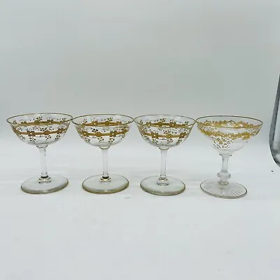 Buy Set Of 4 Vintage Gold Rimmed Glass Crystal Compotes Gold Design • 37£