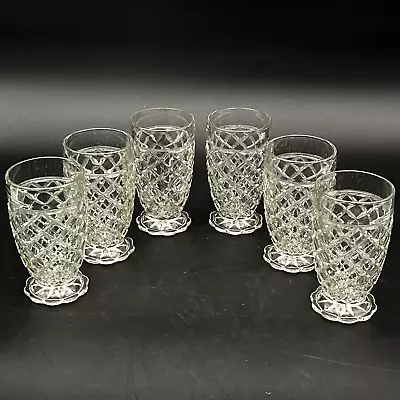 Buy 6 Depression Glass Waterford Waffle Anchor Hocking 5.25” Footed Tumblers EUC • 45.36£