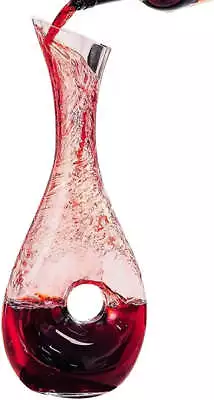 Buy Hand Blown Wine Decanter With Doughnut Hole 1.2l RRP £59.99 • 14.99£
