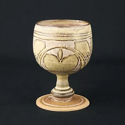 Buy Studio Art Pottery Sgraffito Geometric Apple Design Chalice / Goblet  10 Cm • 14£