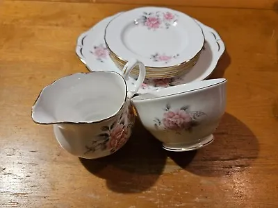Buy Vintage Bone China Duchess Pink Rose 9x Piece Tea Set. • 24.95£