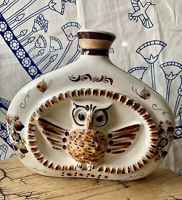 Buy Vintage Mexican Stoneware Pottery Owl Wall Pocket Vase Hand Painted Signed CAT • 52.43£