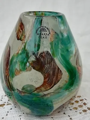 Buy Vintage Mtarfa Hand Blown Glass Vase Malta Signed Label • 16£