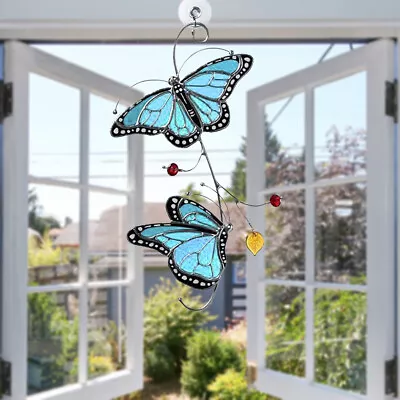 Buy Butterfly Suncatcher Stained Glass Baby Ornaments Window Hanging Decor • 11.57£