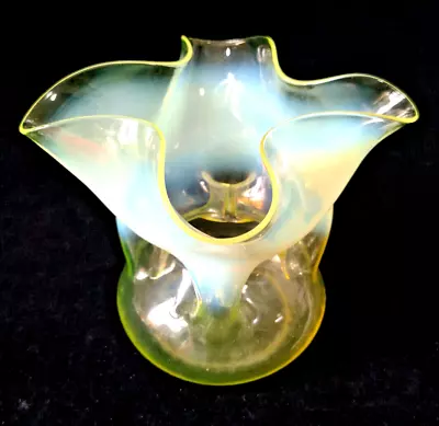 Buy Whitefriars James Powell Straw Opal Uranium Glass Vase Quatrefoil Rim C1880 • 145£