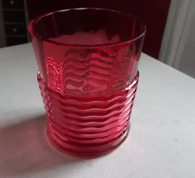 Buy Antique Victorian C1880 Cranberry Glass Ribbed Tumbler Vase? Nice Condition • 20£
