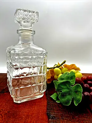 Buy Vintage Cut Glass Crystal Decanter Square Whisky Spirit  With Stopper 23 X 8 Cm • 58£