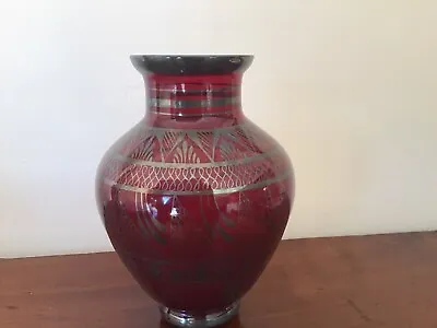 Buy Murano Art Deco Hand Blown  Ruby Red Vase. • 45£