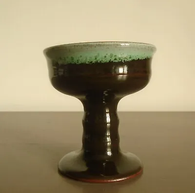 Buy Small Brown / Green Woburn Pottery Chalice Style Bowl • 9.95£