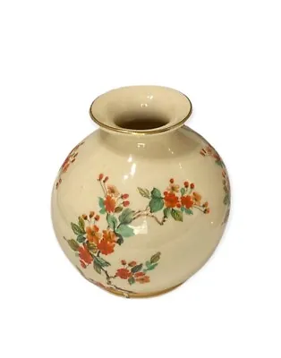 Buy Vintage Hyalyn USA 834 Gold Trimmed Japanese Blossom Round Pottery Vase • 9.62£
