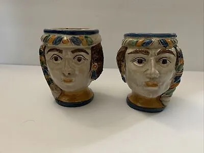 Buy Giacomo Alessi Caltagirone 2 Small Couple Heads Vases, Planters, Pen Holders • 230.71£
