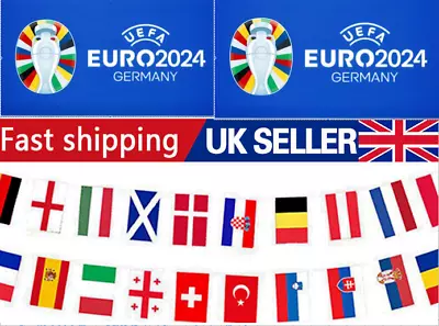 Buy European Football Championship EURO 2024 Fabric Flags Bunting All 24 Nations • 4.84£